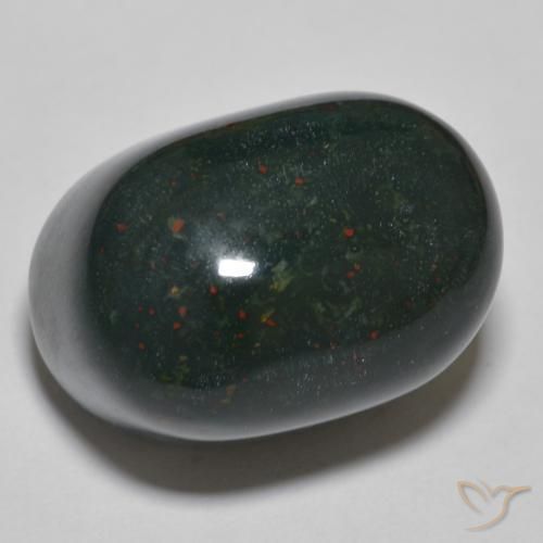 Pedra de Sangue Verde escuro médio Natural 37.19ct, oval, Opaco