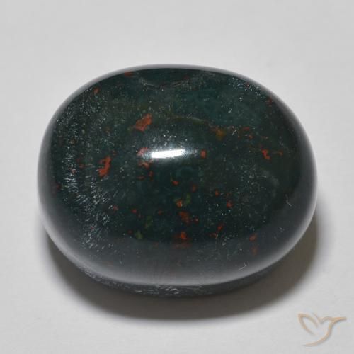 26.03ct Natural Verde escuro médio Pedra de Sangue, oval, Opaco