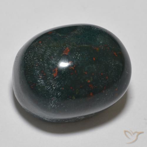 Pedra de Sangue Verde escuro médio Natural 26.03ct, oval, Opaco