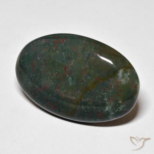 Pedra de Sangue verde e vermelho Natural 29.91ct, oval, Opaco