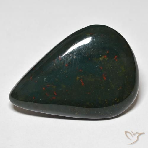48.11ct Natural Verde escuro Pedra de Sangue, Formato de pêra, Opaco