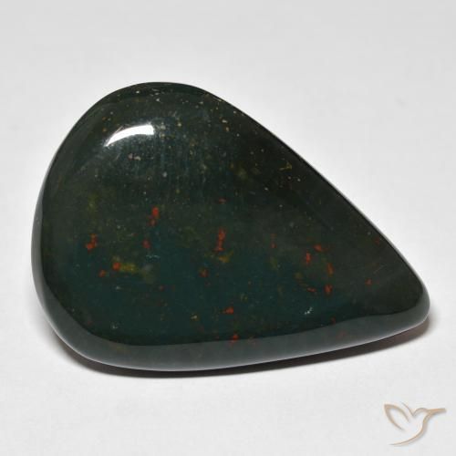 Pedra de Sangue Verde escuro Natural 48.11ct, Formato de pêra, Opaco
