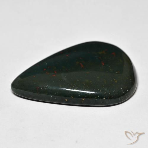 Pedra de Sangue Verde escuro Natural 48.11ct, Formato de pêra, Opaco