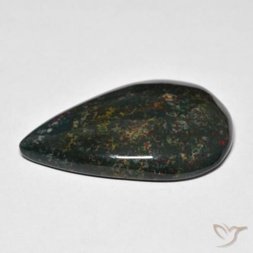 Pedra de Sangue verde escuro Natural 31.68ct, Formato de pêra, Opaco