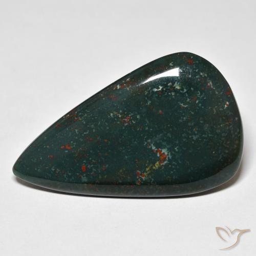 28.05ct Natural Verde escuro Pedra de Sangue, Formato de pêra, Opaco