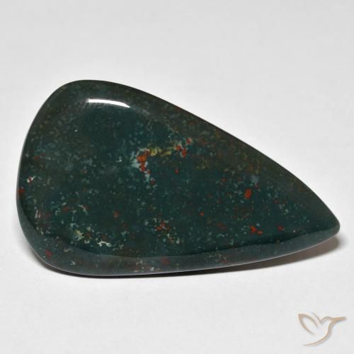 Pedra de Sangue Verde escuro Natural 28.05ct, Formato de pêra, Opaco