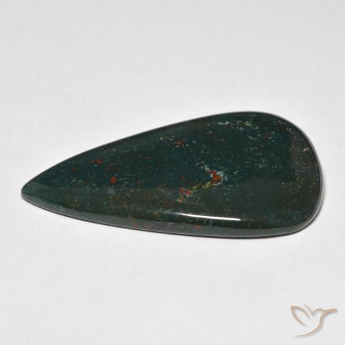 Pedra de Sangue Verde escuro Natural 28.05ct, Formato de pêra, Opaco