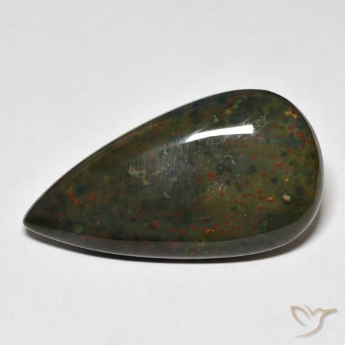 21.91ct Natural verde e vermelho Pedra de Sangue, Formato de pêra, Opaco