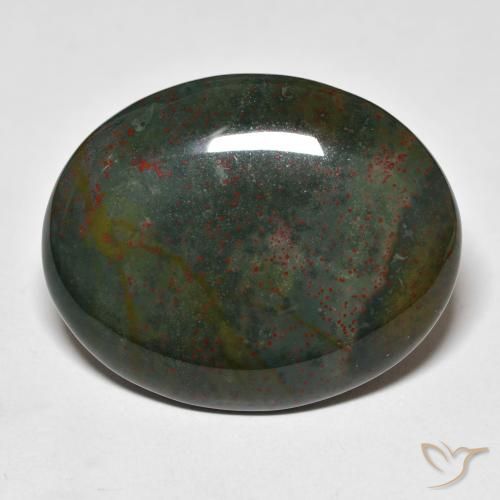 36.25ct Natural verde e vermelho Pedra de Sangue, oval, Opaco