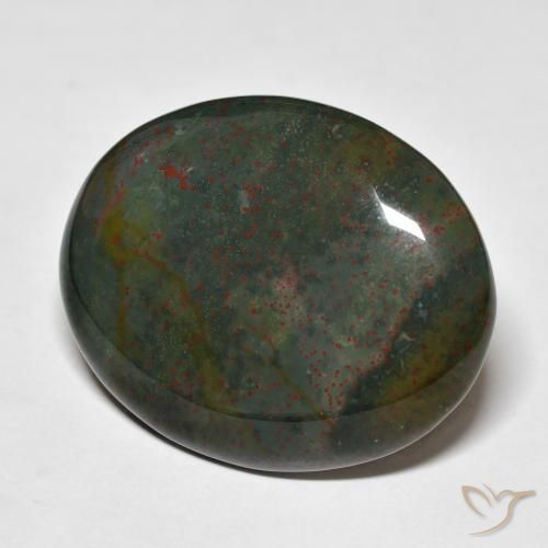 Pedra de Sangue verde e vermelho Natural 36.25ct, oval, Opaco