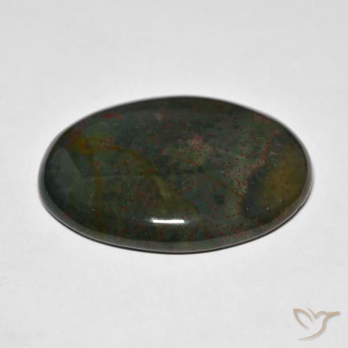 Pedra de Sangue verde e vermelho Natural 36.25ct, oval, Opaco