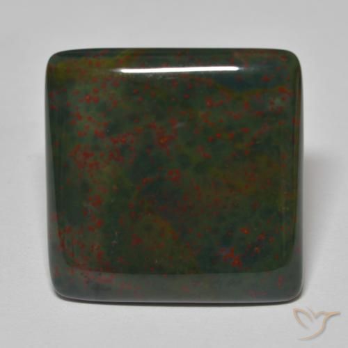 27.72ct Natural verde e vermelho Pedra de Sangue, Quadrado, Opaco