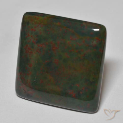 Pedra de Sangue verde e vermelho Natural 27.72ct, Quadrado, Opaco