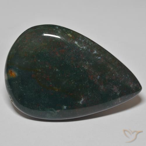 Pedra de Sangue Verde floresta Natural 67.25ct, Formato de pêra, Opaco