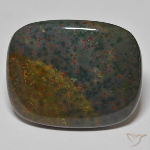 36.98ct Natural verde e vermelho Pedra de Sangue, Almofada, Opaco