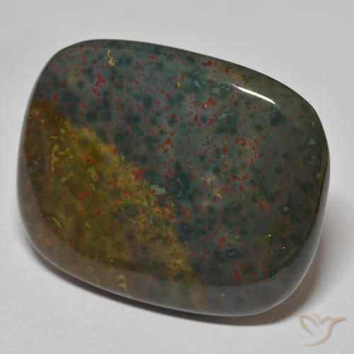 Pedra de Sangue verde e vermelho Natural 36.98ct, Almofada, Opaco