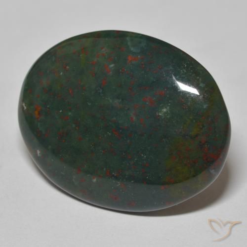 Pedra de Sangue verde escuro Natural 25.83ct, oval, Opaco