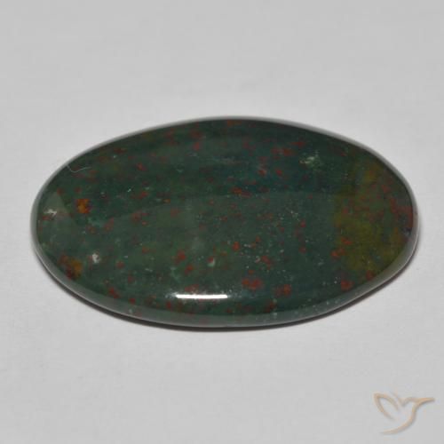 Pedra de Sangue verde escuro Natural 25.83ct, oval, Opaco