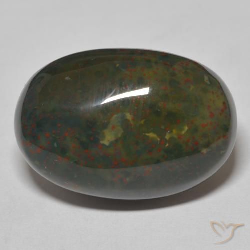 18.18ct Natural verde com vermelho Pedra de Sangue, oval, Opaco