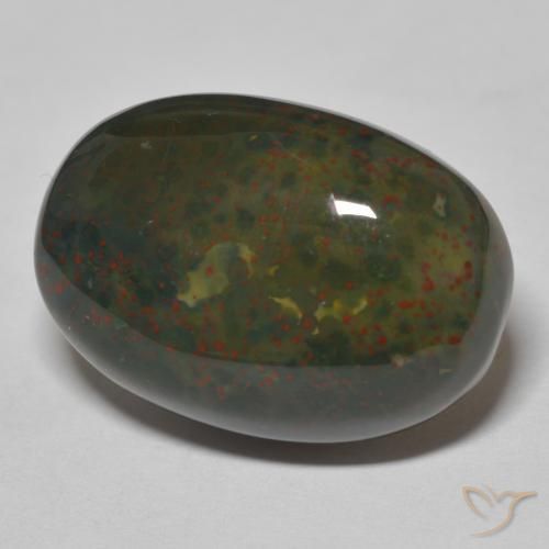 Pedra de Sangue verde com vermelho Natural 18.18ct, oval, Opaco