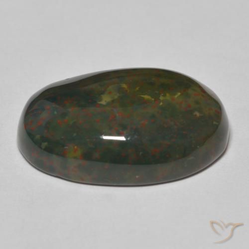 Pedra de Sangue verde com vermelho Natural 18.18ct, oval, Opaco
