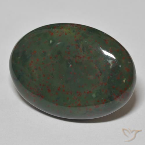 Pedra de Sangue verde com vermelho Natural 27.94ct, oval, Opaco