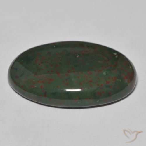 Pedra de Sangue verde com vermelho Natural 27.94ct, oval, Opaco