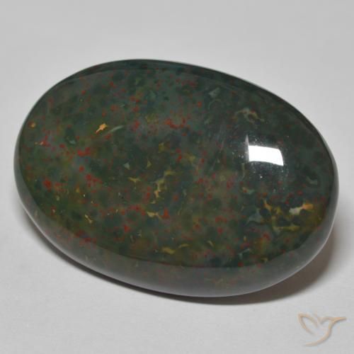 Pedra de Sangue verde com vermelho Natural 30.21ct, oval, Opaco