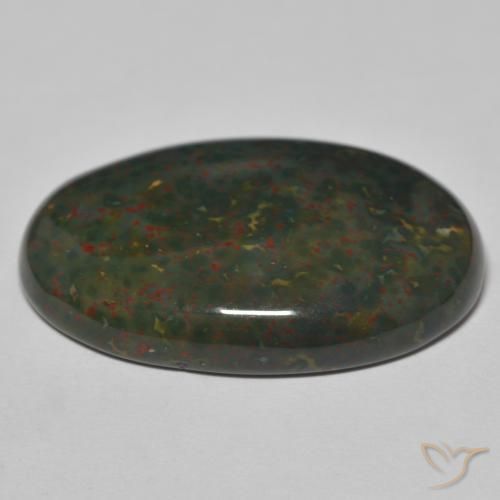 Pedra de Sangue verde com vermelho Natural 30.21ct, oval, Opaco