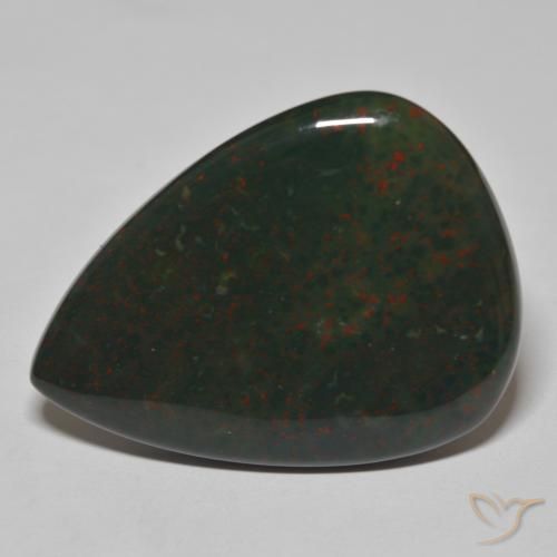 41.55ct Natural verde com vermelho Pedra de Sangue, Formato de pêra, Opaco