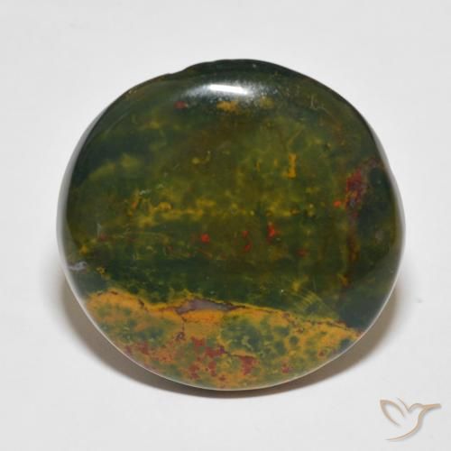 34.52ct Natural Multicolorido Pedra de Sangue, Redondo, Opaco