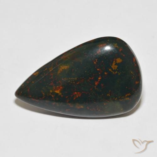 31.81ct Natural Multicolorido Pedra de Sangue, Formato de pêra, Opaco