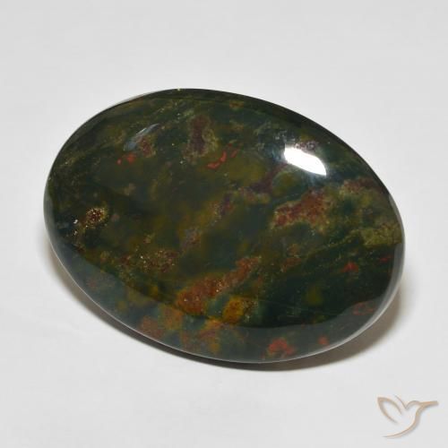 Pedra de Sangue verde e vermelho Natural 39.09ct, oval, Opaco