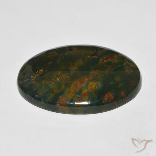 Pedra de Sangue verde e vermelho Natural 39.09ct, oval, Opaco