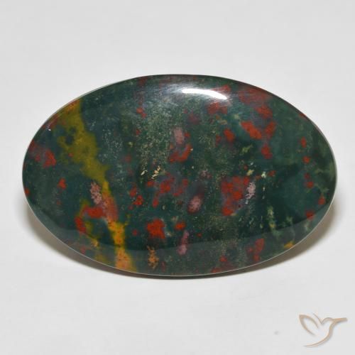 Pedra de Sangue verde e vermelho Natural 25.69ct, Corte Oval, Opaco