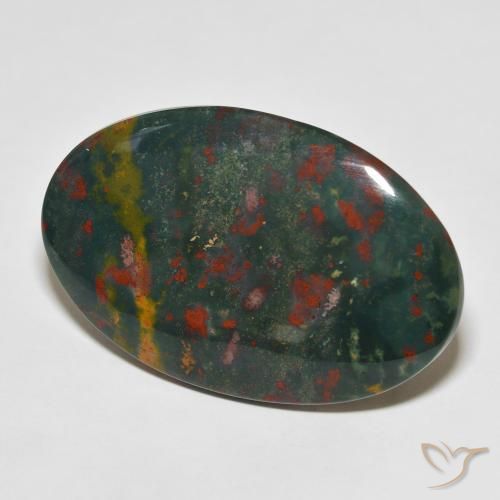 Pedra de Sangue verde e vermelho Natural 25.69ct, Corte Oval, Opaco