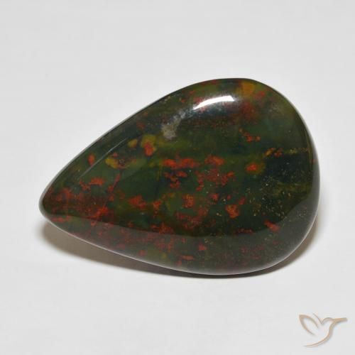 34.70ct Natural Multicolorido Pedra de Sangue, Formato de pêra, Opaco