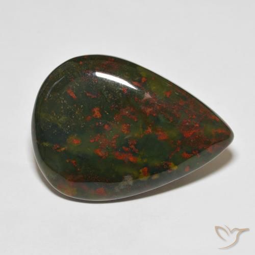 Pedra de Sangue Multicolorido Natural 34.70ct, Formato de pêra, Opaco