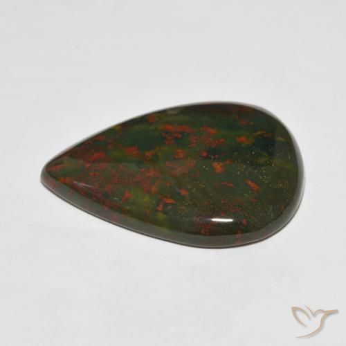 Pedra de Sangue Multicolorido Natural 34.70ct, Formato de pêra, Opaco