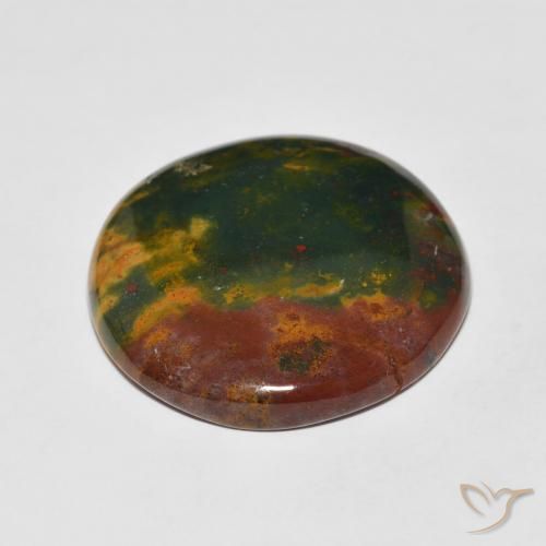 Pedra de Sangue Multicolorido Natural 29.37ct, Corte Redondo, Opaco