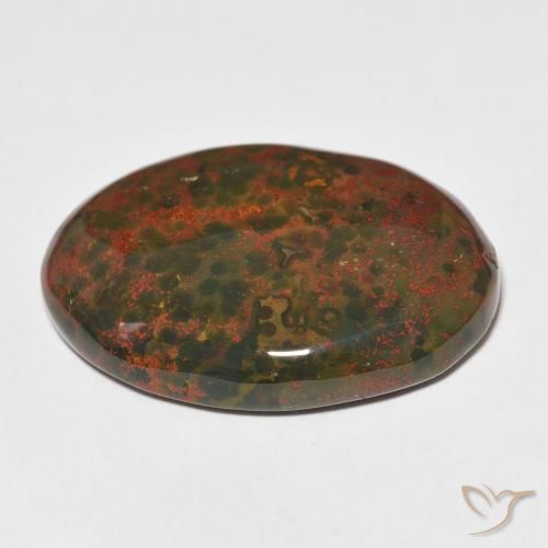 Pedra de Sangue verde e vermelho Natural 28.08ct, Corte Oval, Opaco