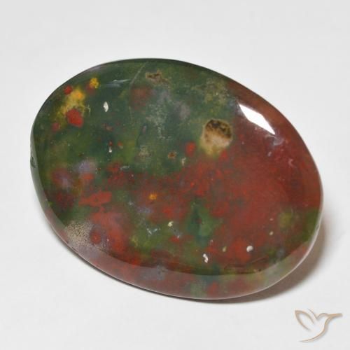 Pedra de sangue verde natural 23,01ct, corte oval, opaco