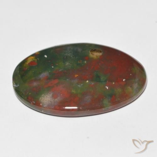 Pedra de sangue verde natural 23,01ct, corte oval, opaco