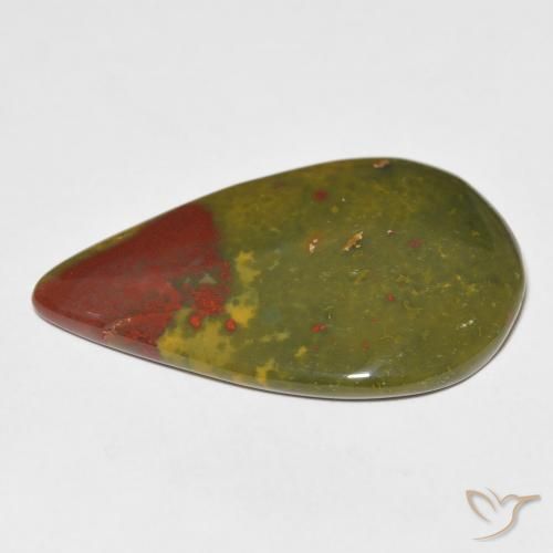 Pedra de Sangue Multicolorido Natural 13.94ct, Formato de pêra, Opaco