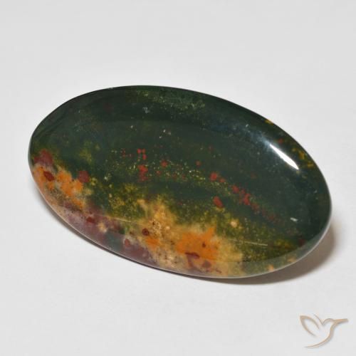 Pedra de Sangue verde e vermelho Natural 27.37ct, oval, Opaco