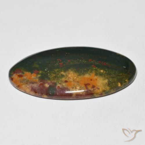 Pedra de Sangue verde e vermelho Natural 27.37ct, oval, Opaco