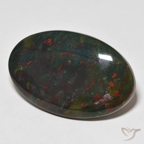 Pedra de Sangue verde e vermelho Natural 34.27ct, oval, Opaco