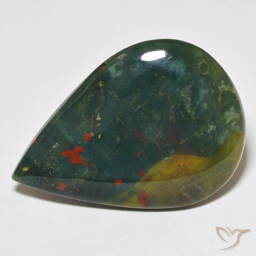 25.40ct Natural verde e vermelho Pedra de Sangue, Formato de pêra, Opaco