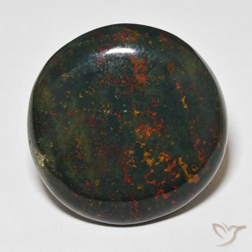 34.68ct Natural verde e vermelho Pedra de Sangue, Redondo, Opaco