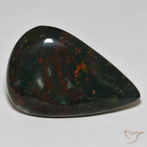 46.99ct Natural Verde floresta Pedra de Sangue, Formato de pêra, Opaco